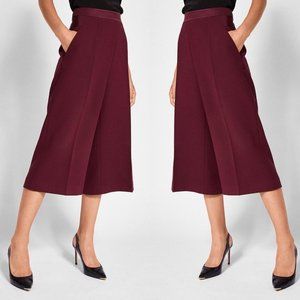 Ted Baker Oderat high-waisted Burgundy Wide Leg Crepe Culottes Size 4